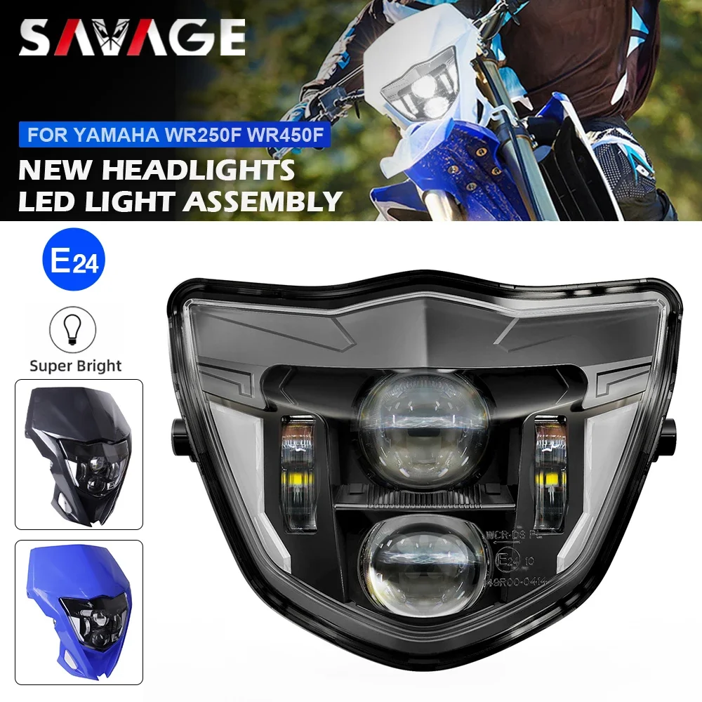 

E24 LED Headlight For YAMAHA WR450F WR250F 2014-2024 Enduro Dirt Bike Motorcycle Head Light Assembly High Low Beam WR 450F 250F