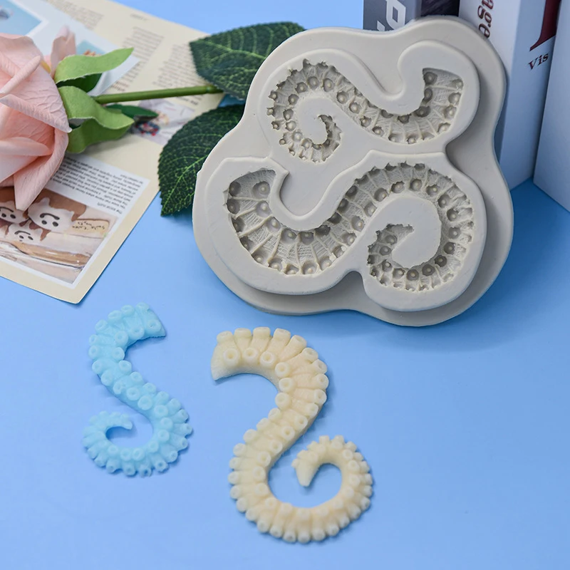 Sea Octopus Tentacles Fondant Silicone Mold For Cake Decorating Cupcake Topper Marine Chocolate Candy GumPaste Polymer Clay Tool