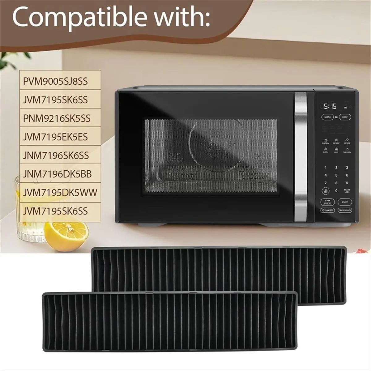 ABNH 2 قطعة WB06X10807 مرشحات فحم الميكروويف لـ JVM7195EK5ES وJVM7195SK6SS، PNM9216SK5SS، JNM7196DK5BB، JVM7195DK5WW