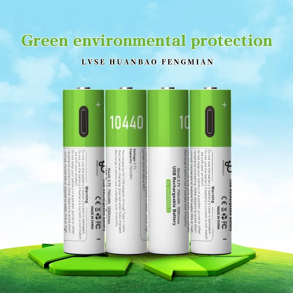 3.7V 10440 USB AAA Rechargeable Battery Li-ion Batteries 3A Button Top for Headlamp Mechanical Mod Torch Headlight Vap Original