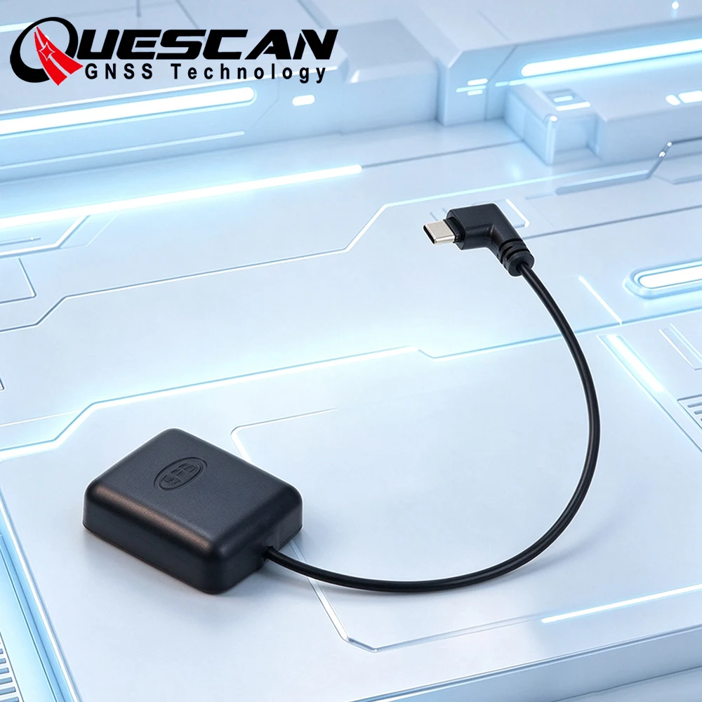 QUESCAN USB Type-C GPS GNSS Module with Antenna GPS GLONASS Galileo BeiDou Recevier USB USB CDC‑ACM ublox M8 M9 NMEA0183 Android