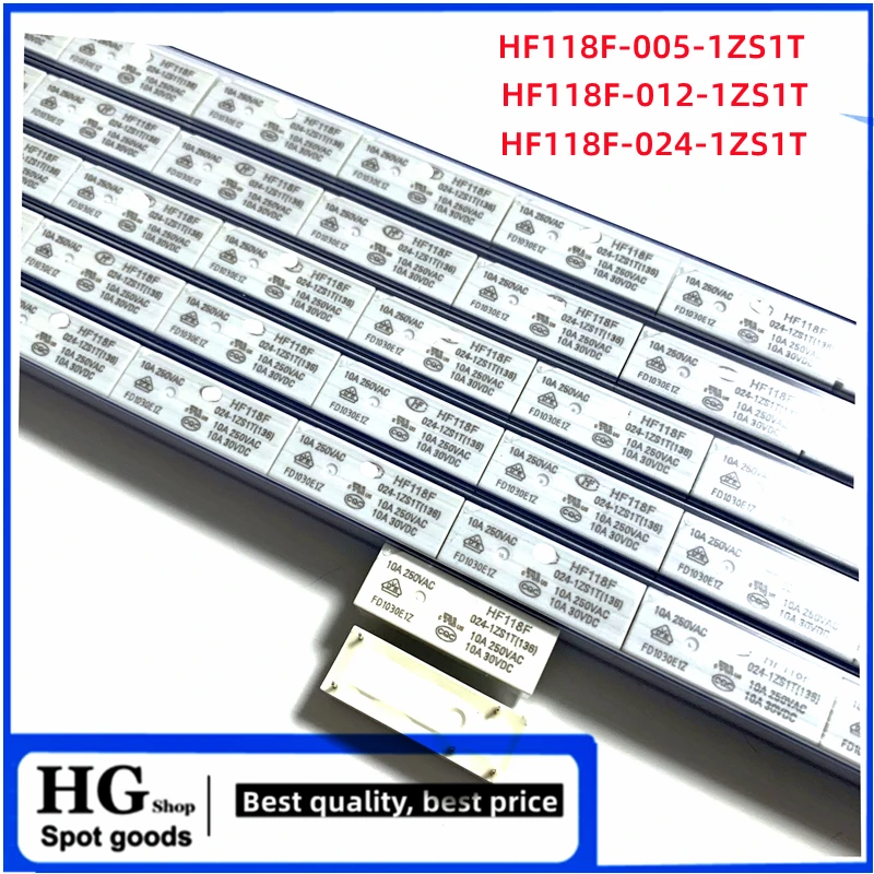 5PCS/Lot HF118F-005 012 024-1ZS1T 10A 5VDC 12VDC 24VDC 5 pin a set of conversion small high-power relays