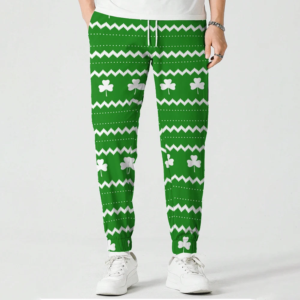 MSIEESO St.Patricks Day Four-Leaf Clover Print Long Pants Fashion Graphic Trousers Men Women Casual Sweatpant Male Jogging Pants