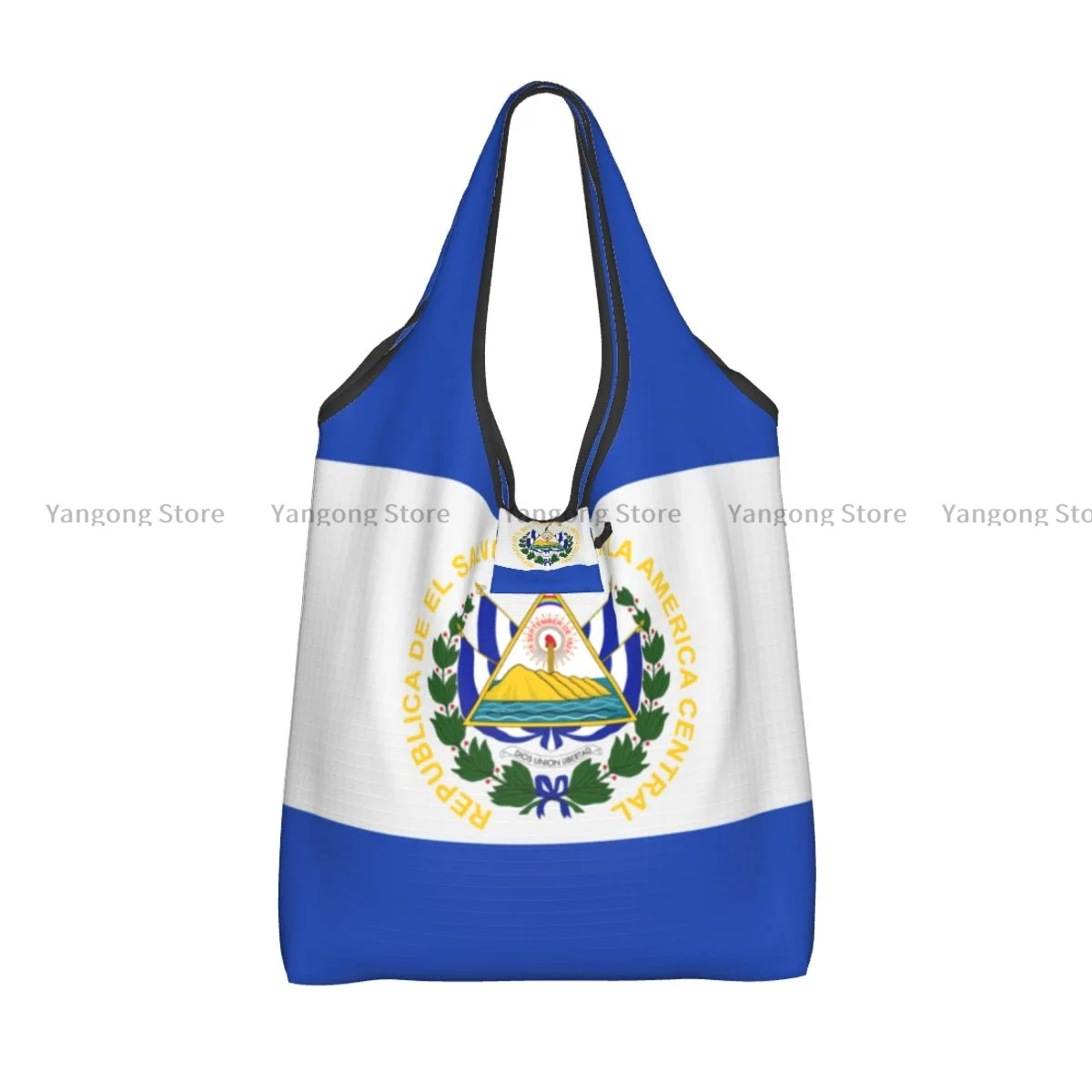 Foldable Shopping Bag El Salvador Flag Tote Folding Pouch Handbag Convenient Travel Grocery Bag