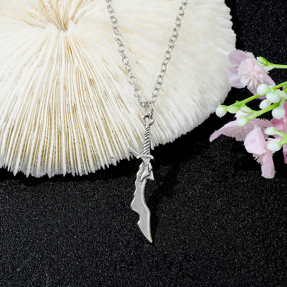 Solo Leveling Anime Cartoon Sword Pendant Necklace Trendy Charm Cosplay Jewelry Accessory for Fans Periphery Gift