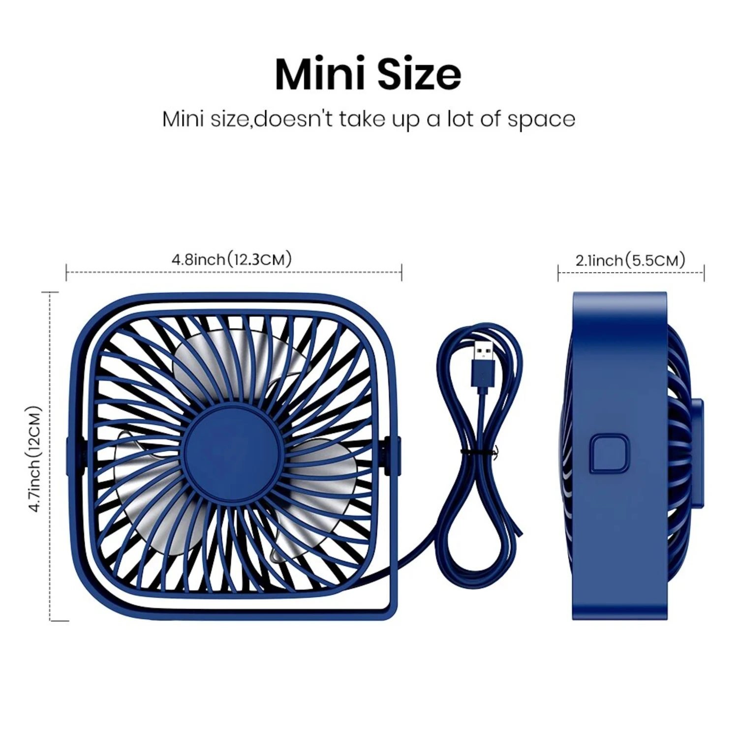 Portable, quiet, and compact mini desk fan with 3 adjustable speeds - rotating table fan for home or office cooling. Ideal for p