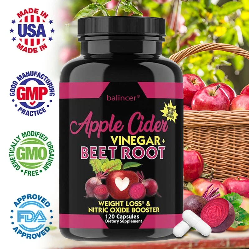 Balincer Apple Cider Vinegar + Beetroot Extract Capsules | Metabolism + Energy Support | Healthy Weight Loss, Diet, Digestion