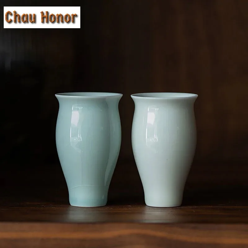 

2pc/Set Hutian Kiln Misty Blue Sample Tea Cup Ceramic Tinny Celadon Personal Master Cup Smelling Cup Household Kung Fu Teaware