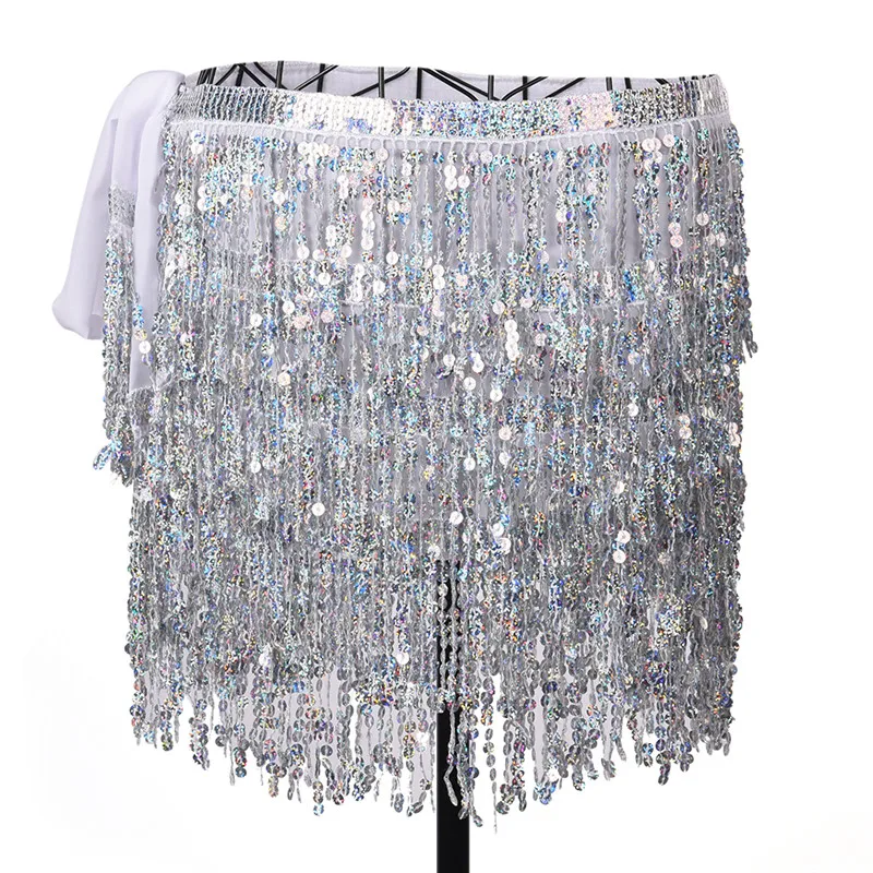 Belly Dance Costume Sequin Tassel Fringe Hip Scarf Belt Waist Wrap Skirt