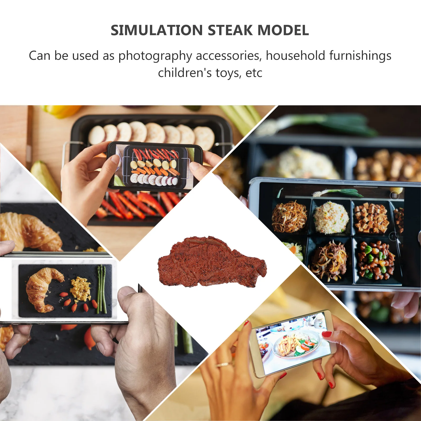 10PCS Realistic Cooking Toy Steak Model Food Decor Display for Kids Pretend Play Grill Toy Kitchen Counter Accessory