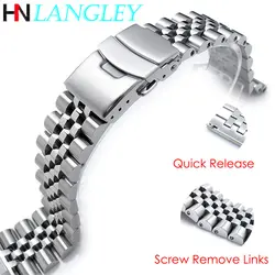 Quick Release Remove Links Screw Design Stainless Steel Watch Band Premium Solid Buckle 20mm 22mm 24mm Bull Ring Watch Strap