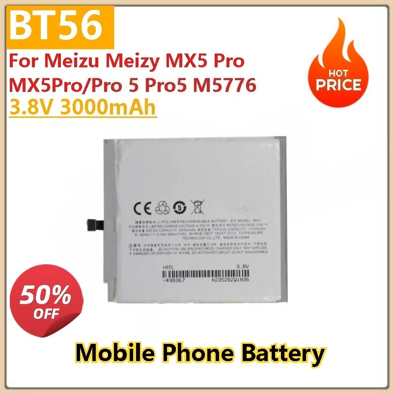 

100% New High Quality BT56 BT45A Replacement Mobile Phone Battery For Meizu Meizy MX5 Pro MX5Pro/Pro 5 Pro5 M5776