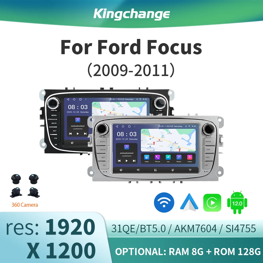 Kingchange 7'' Car Android Auto For Ford Focus 2 S-Max 2009-2011 Radio Multimedia Carplay Player WIFI Gps Navigation