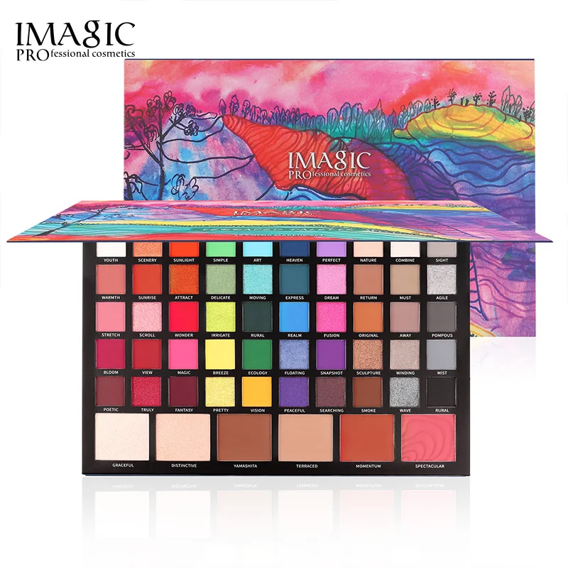 IMAGIC 56 Color Terraced Eyeshadow Pearlescent Matte Polarized European  American Eyeshadow Palette Stage Makeup Artist