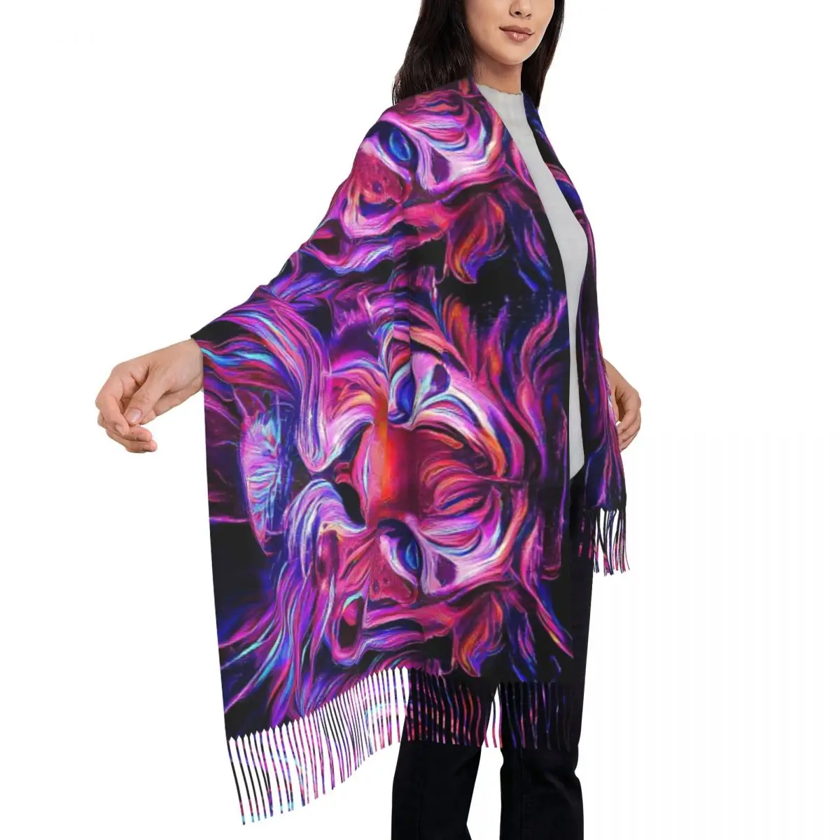 Keep Warm Scarf Autumn Cute Tiger Art Shawl Wraps Abstract Animal Graphic Bufanda Female y2k Cool Headwear Scarves