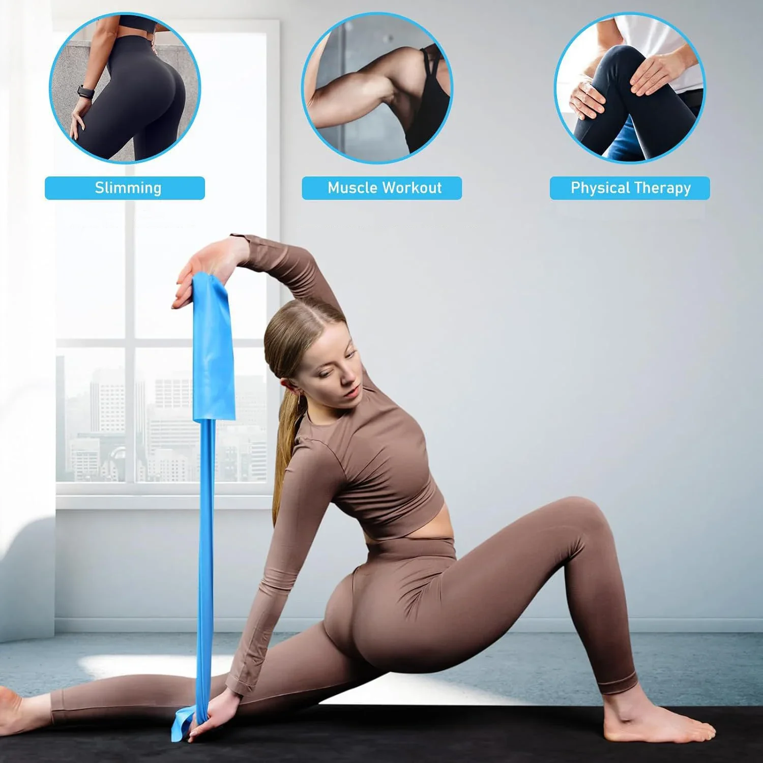 Yoga Pilates Resistance Band Long Training Stretch Bands Physical Therapy Lower Body Home Gym Strength Banda Elasticas Fitness