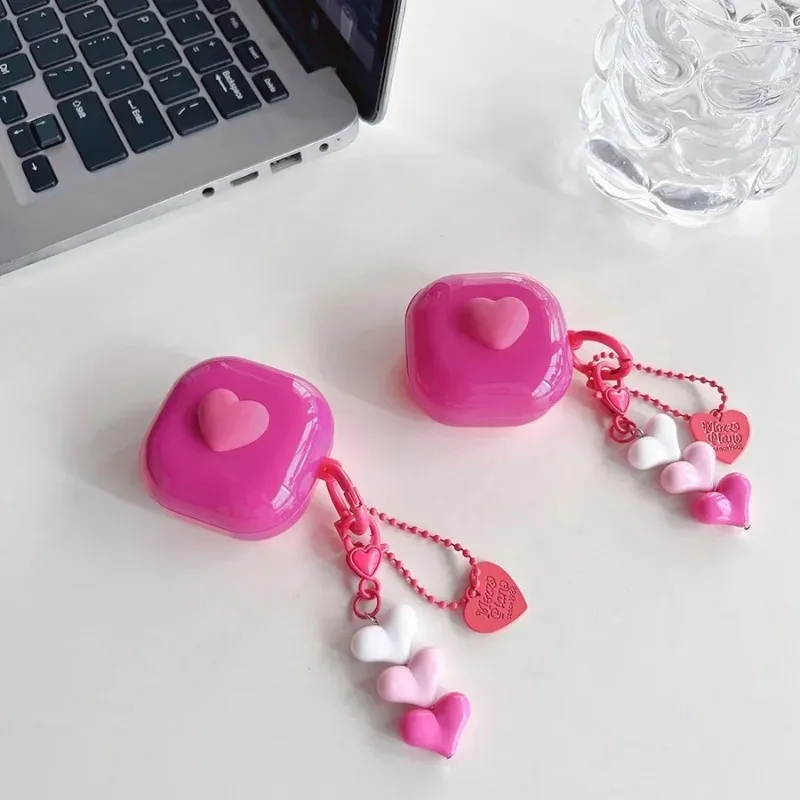 Розовый чехол Love Rose для Samsung Galaxy Buds Pro Live 2 Buds2 Pro, защитный чехол для Galaxy Buds FE с брелоком
