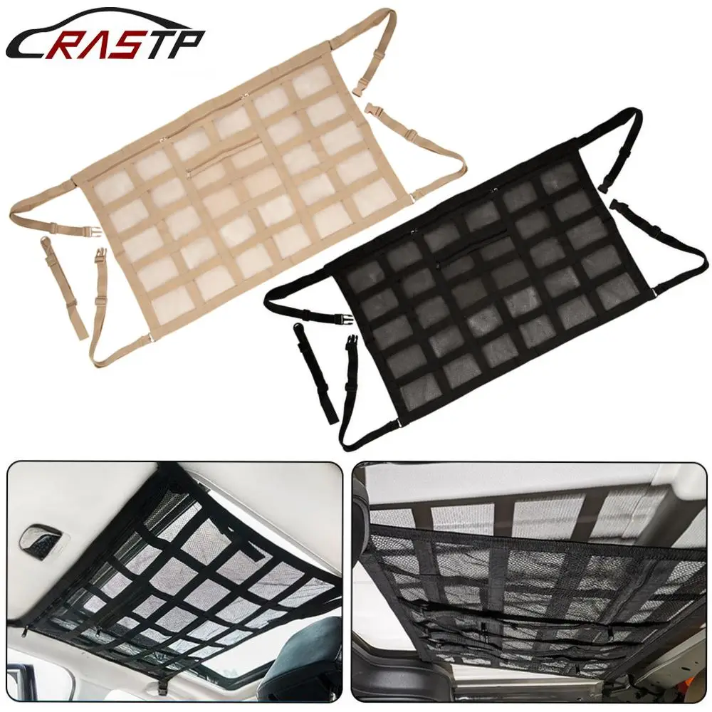 

Car Ceiling Cargo Net with 2 Pockets Car Overhead Storage Mesh Organizer Double Layer Roof Mesh Camping Gear Haves Cargo Net