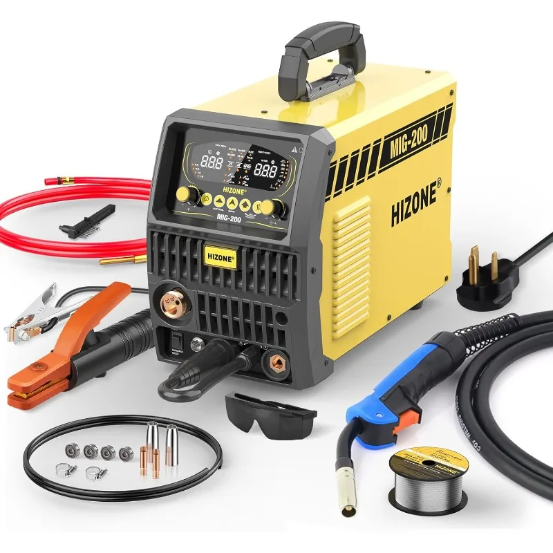 

HIZONE 200A Aluminum MIG Welder, 8 in 1 Gas MIG/Gasless Flux Core MIG/Stick/Lift TIG/Spot Welding/Spool Gun Welding Machine