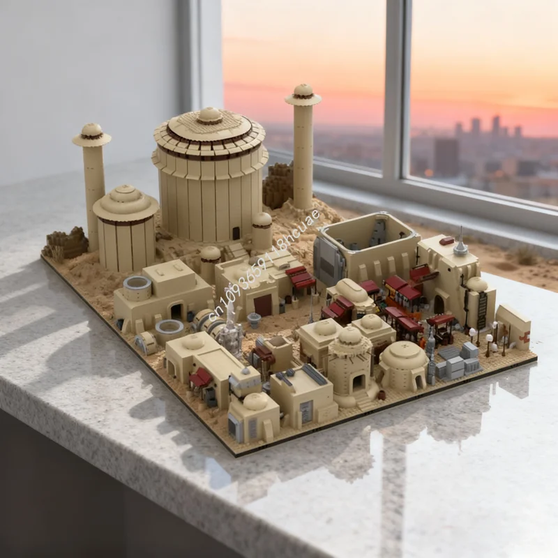 9585 قطعة MOC وحدات الفضاء قرية الصحراء بناء نموذج اللبنات البناء تجميع هدية الكريسماس لتقوم بها بنفسك فكرة لعب الاطفال