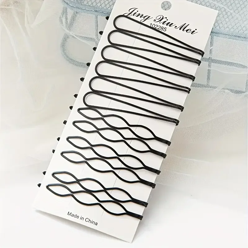 

12 black hair clips, broken hair, fixed artifact, simple straight clip hair accessory, back of the head, Korean versionbangsclip