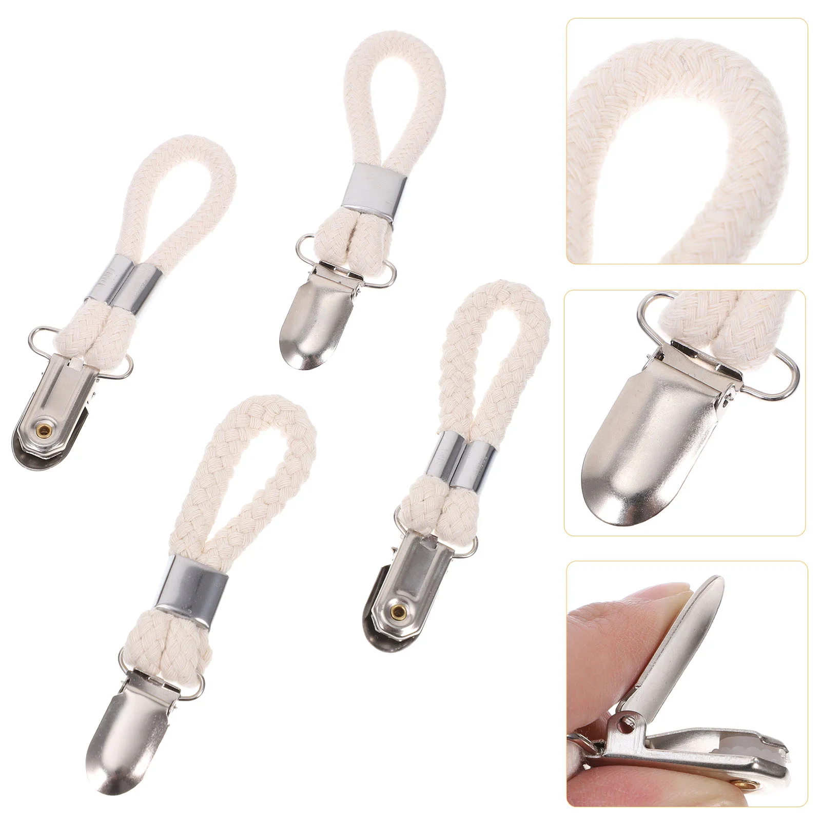 

4 Pcs Bath Towel Clips Cotton Rope Hanging Lightweight Premium Practical Anti Rust Metal Hooks Small Size Easy Storage