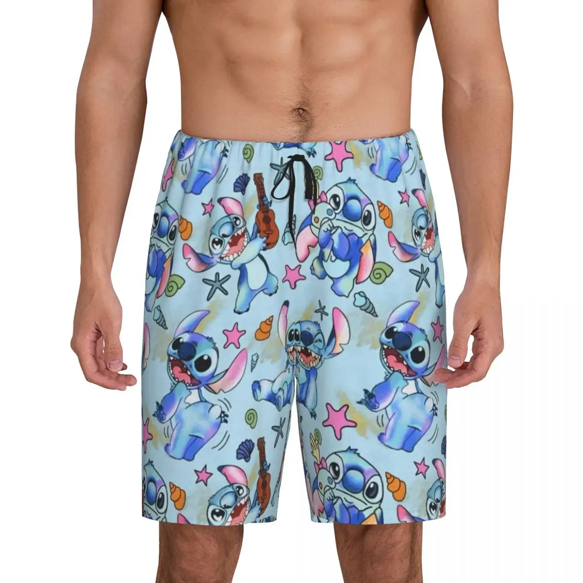 

Custom Lilo Stitch Cartoon Anime Manga Pajama Shorts for Men Sleepwear Lounge Bottom Stretch Sleep Short Pjs with Pockets