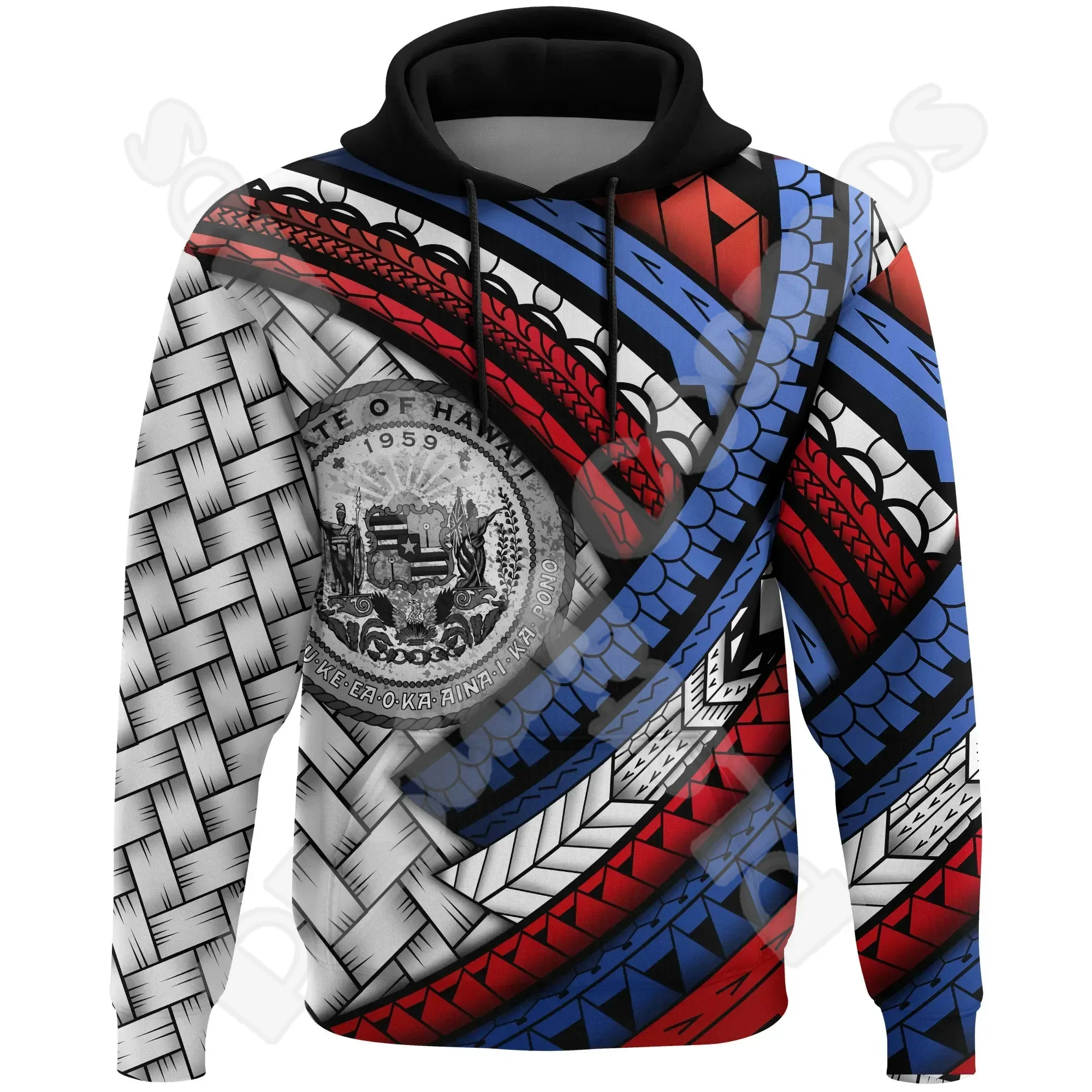 

Polynesian Hawaii King Kamehameha Country Flag Tribe Hawaiian Tattoo Retro Tracksuit Harajuku 3DPrint Casual Jacket Hoodies X21