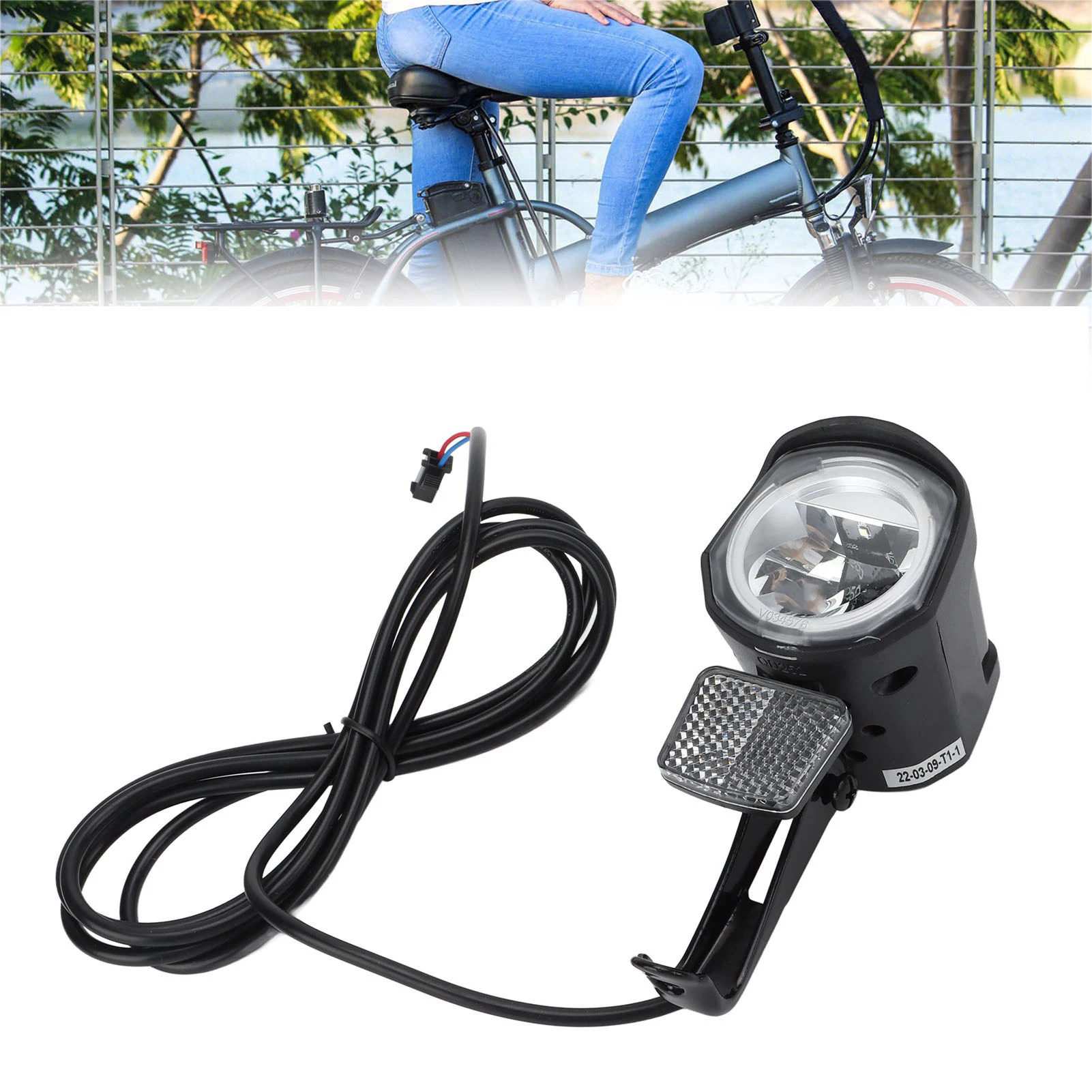 ZK30 Electric Bike Front Light DC12V to 72V LED Light SM/ Plug 2 Pin Durable ABS Ebike Headlight for Electric Bike