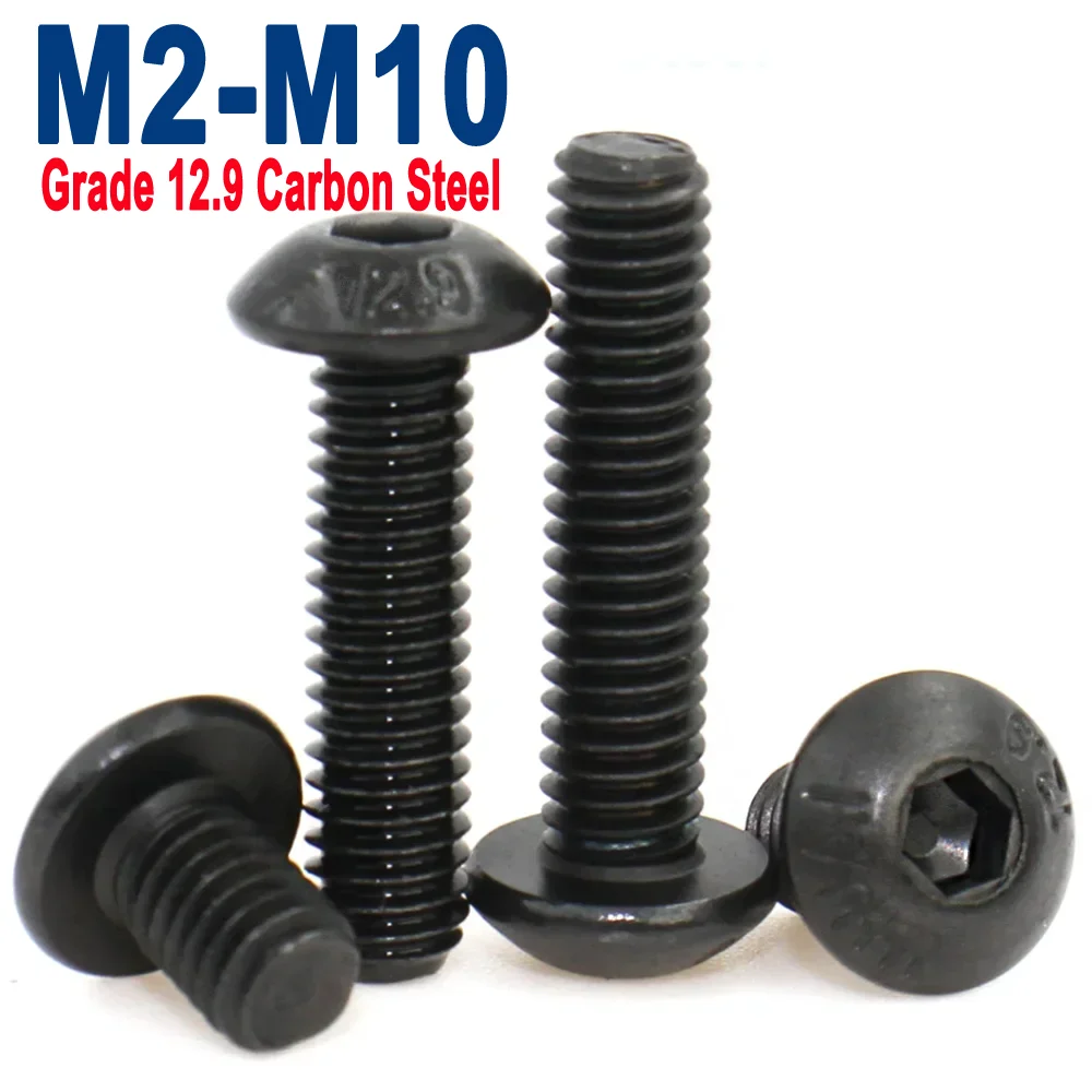 

60/30/20/10pcs Hex Head Screw M2 M2.5 M3 M4 M5 M6 M8 M10 Grade12.9 Steel Knob Hexagon Socket Round Button Head Screws L=3-60mm