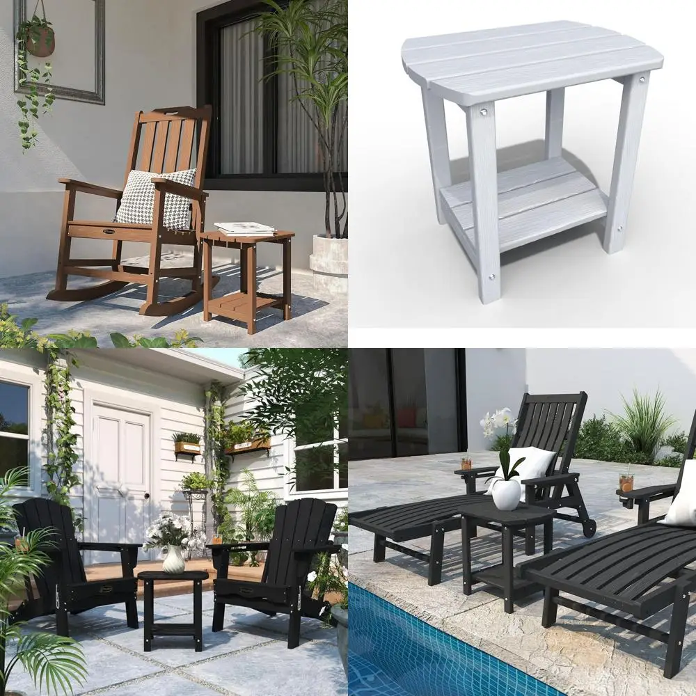 

Двухуровневый прочный приставной столик для патио, устойчивый к атмосферным воздействиям, для террасы, бассейна, веранды, белый