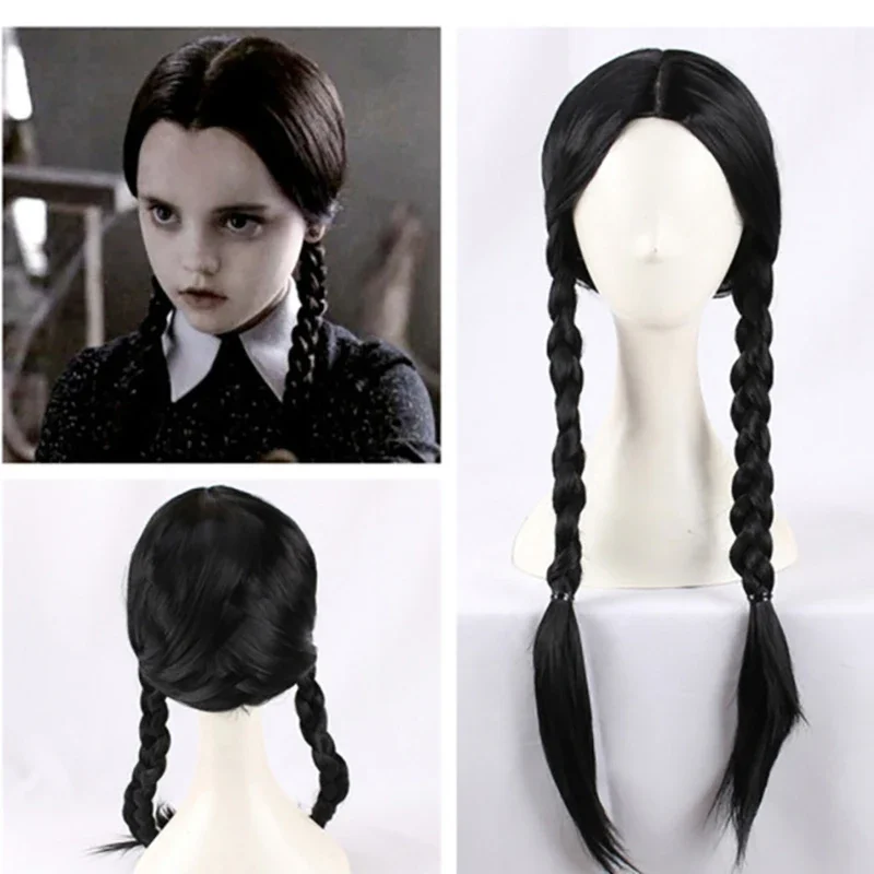 Disfraz de Cosplay de Anime Wednesday Addams, uniformes escolares a rayas de la Academia Nevermore para niñas y niños, peluca para fiesta de Halloween, vestido elegante