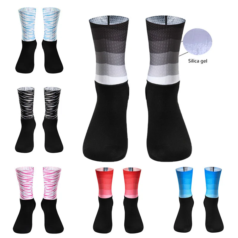 Breathable Cycling Non-slip Socks Summer Cool Silicone Pro Competition New Aero Sports Bike Running Socks Calcetines Ciclismo