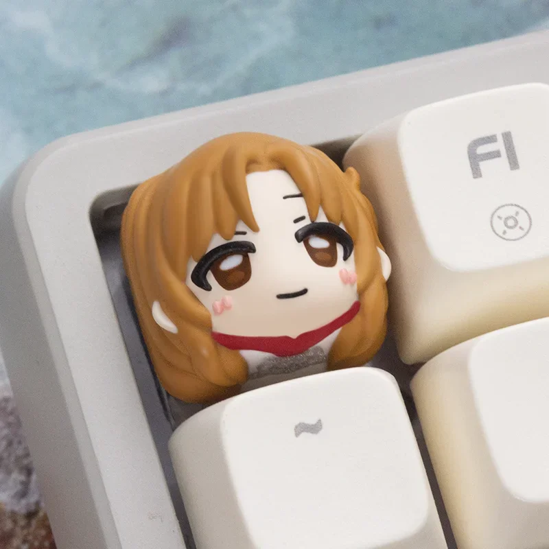 

Sword Art Online Yuuki Asuna Personalized Key Caps Resin Layered Drip Gel Cute Anime Character Keycaps for Mechanical Keyboards