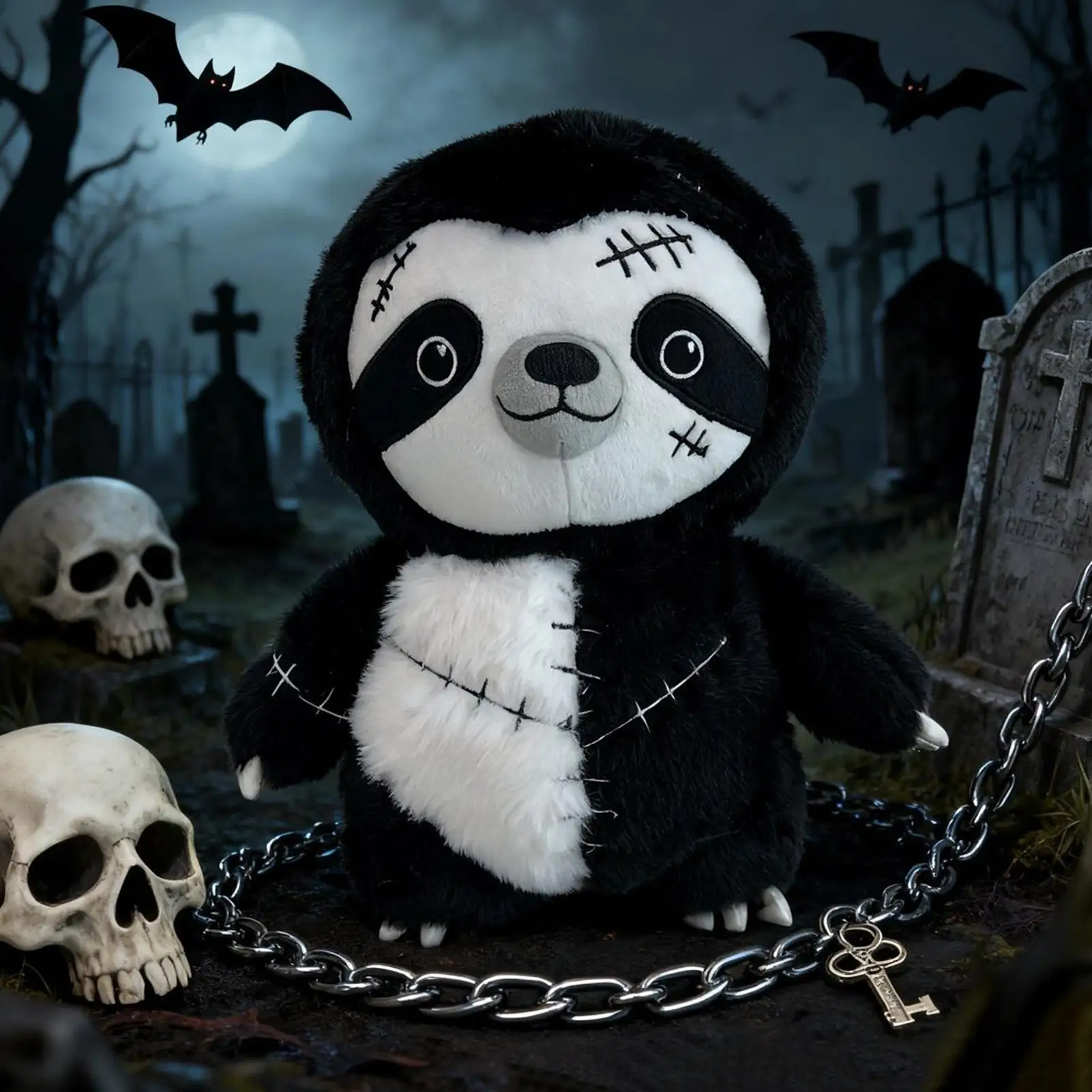 Gevulde luiaard 11 inch Halloween-pop pluche zachte dierenpop voor tieners volwassenen verzamelaars slaapkamer woonkamer studeerauto slaapbank