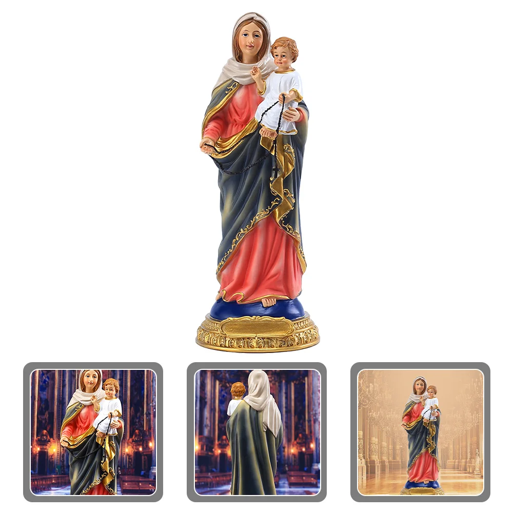 

Virgin Mary Resin Sculpture Religious Desktop Ornament Catholicism Art Decor for Home Office Church Scene