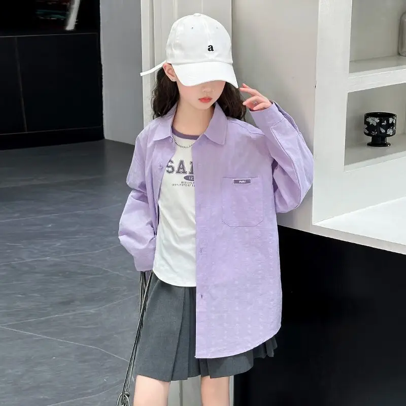

2025 Summer Girls' UV Protection Light Long Sleeve Jacket for Tweens Breathable Casual Hoodie Set