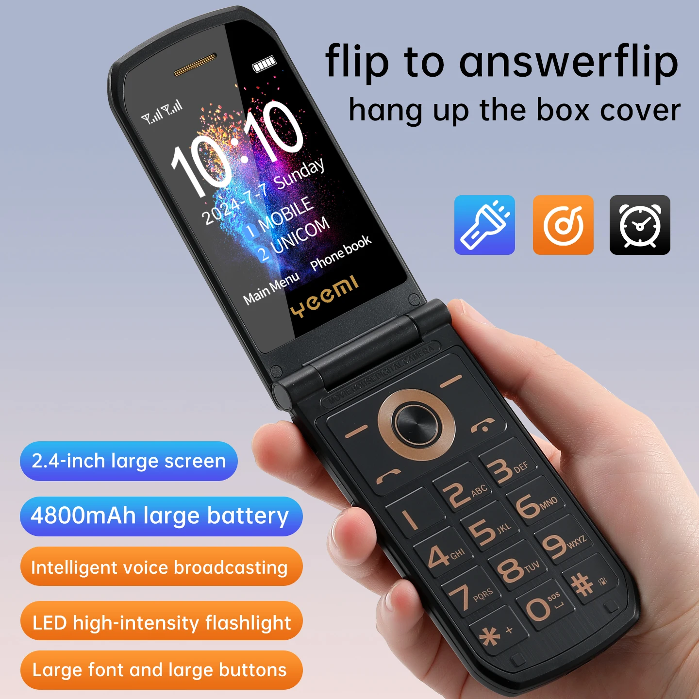 YeeMI S7A GSM 2G Mobile Phones 2.4'' Flip Feature Phone Dual SIM Bluetooth Large Font for Elderly Phone
