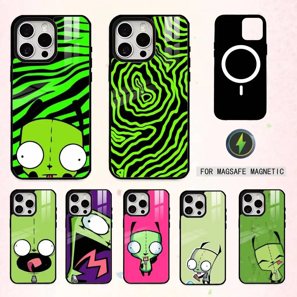 

Cute I-Invader Z-Zim Gir Phone Case For iPhone17,16,15,14,13,12,11 Plus,Pro Max Magnetic For Magsafe Wireless Charging