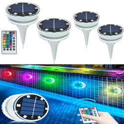 Solar Swimming Pool Lights Led Remote Control Floating Light for Waterproof IP68 Patio Garden Pond Decorative Buried Wall