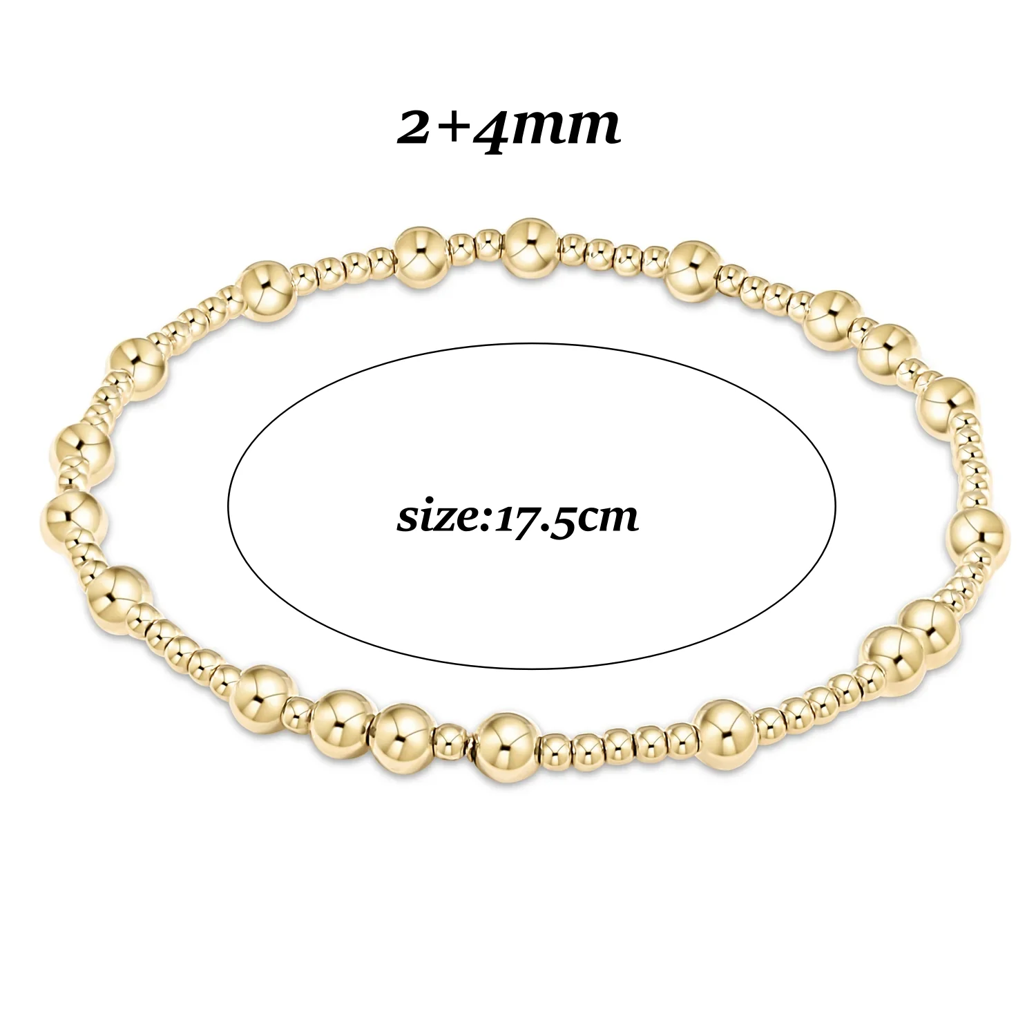 Goldperlen-Stretch-Armbänder für Damen, 18K vergoldet, stapelbar, modischer Schmuck, trendiges Accessoire für Party und Alltag. – Detail 8