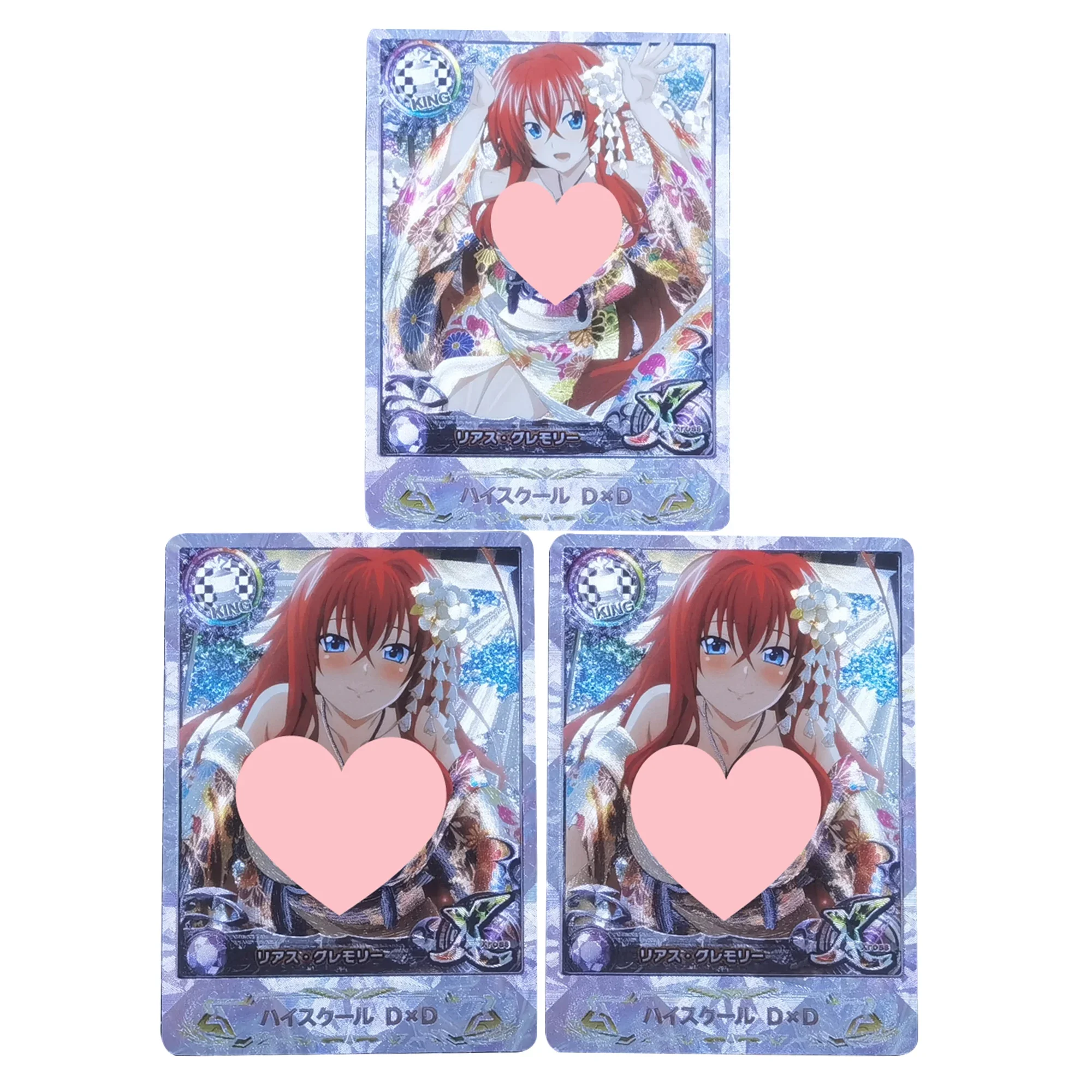 

3Pcs/set DIY High School DxD Collection Card Anime Self Made Refractive Rough Flash Three Gradient First Bullet Toy Gift
