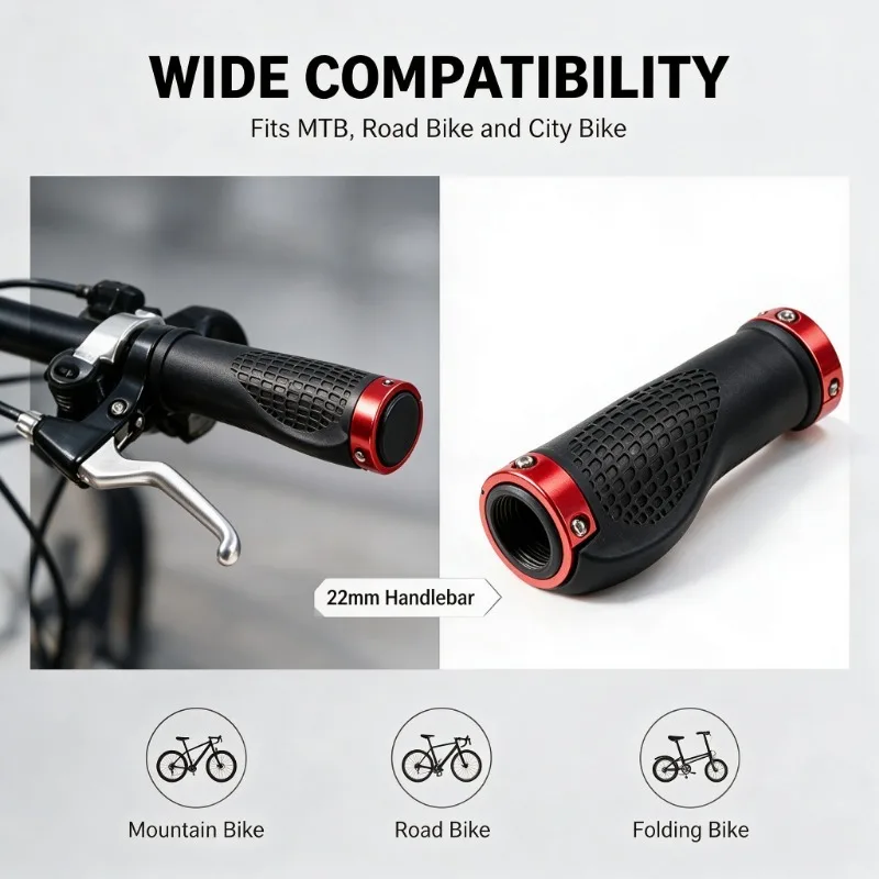2Pcs Ergonomic Bicycle Grips Lock-On Anti-Slip Rubber Handlebar Grips for MTB Road Bike 22.2mm Cycling Accessories