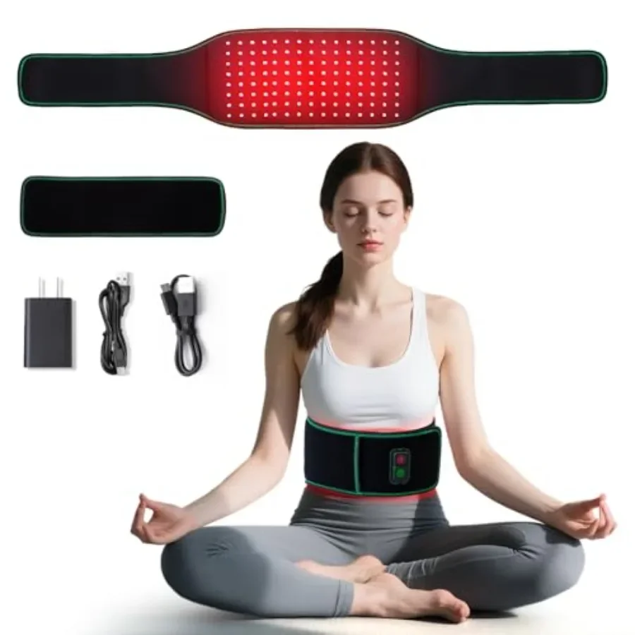 

Терапевтический пояс красного света для облегчения боли в спине с помощью инфракрасной светотерапии с длиной волны 660 нм 850 нм, 3 режима вибрационного массажа