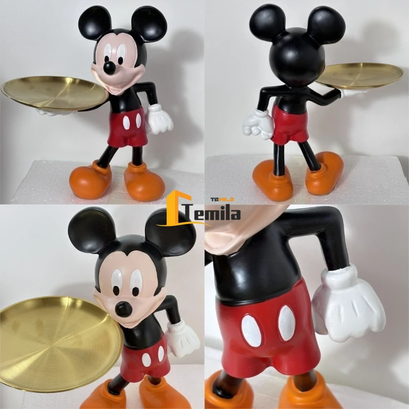 

28cm Classics Mickey Mouse Key Storage Tray Action Figure Resin Statue Collection Model Home Decorations Ornaments Gift