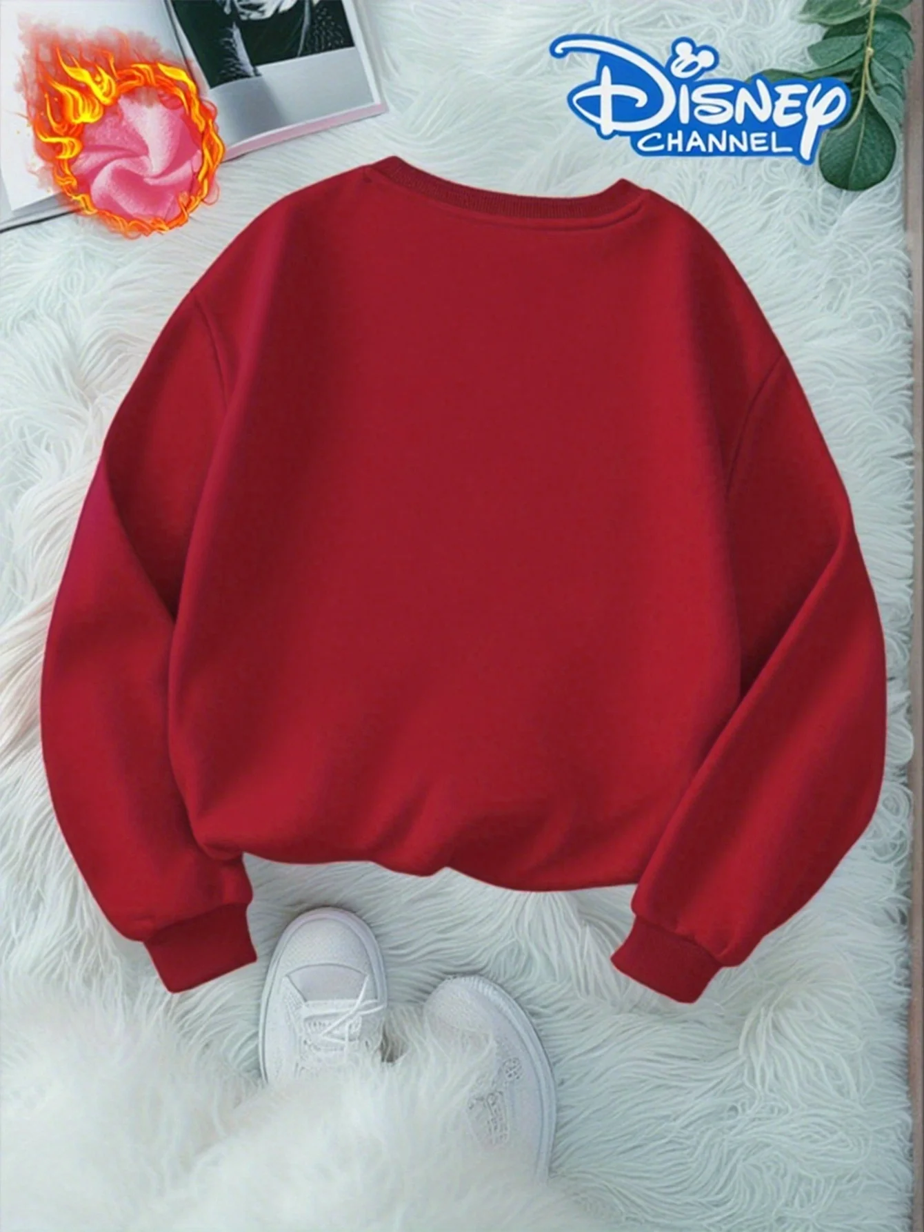 سويت شيرت نسائي من الصوف برقبة دائرية من ديزني مع طباعة كرتونية ديزني مولان - نمط الخريف/الشتاء الأكثر مبيعًا. #2