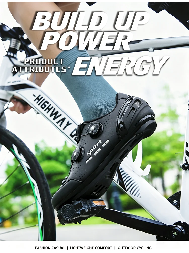 Herren- und Damen-Mountainbike-Schuhe, professionell, atmungsaktiv, harte Sohle, verstellbarer Knopf, MTB-Cleat, rutschfest, Offroad-Fahrradschuhe S – Detail 5
