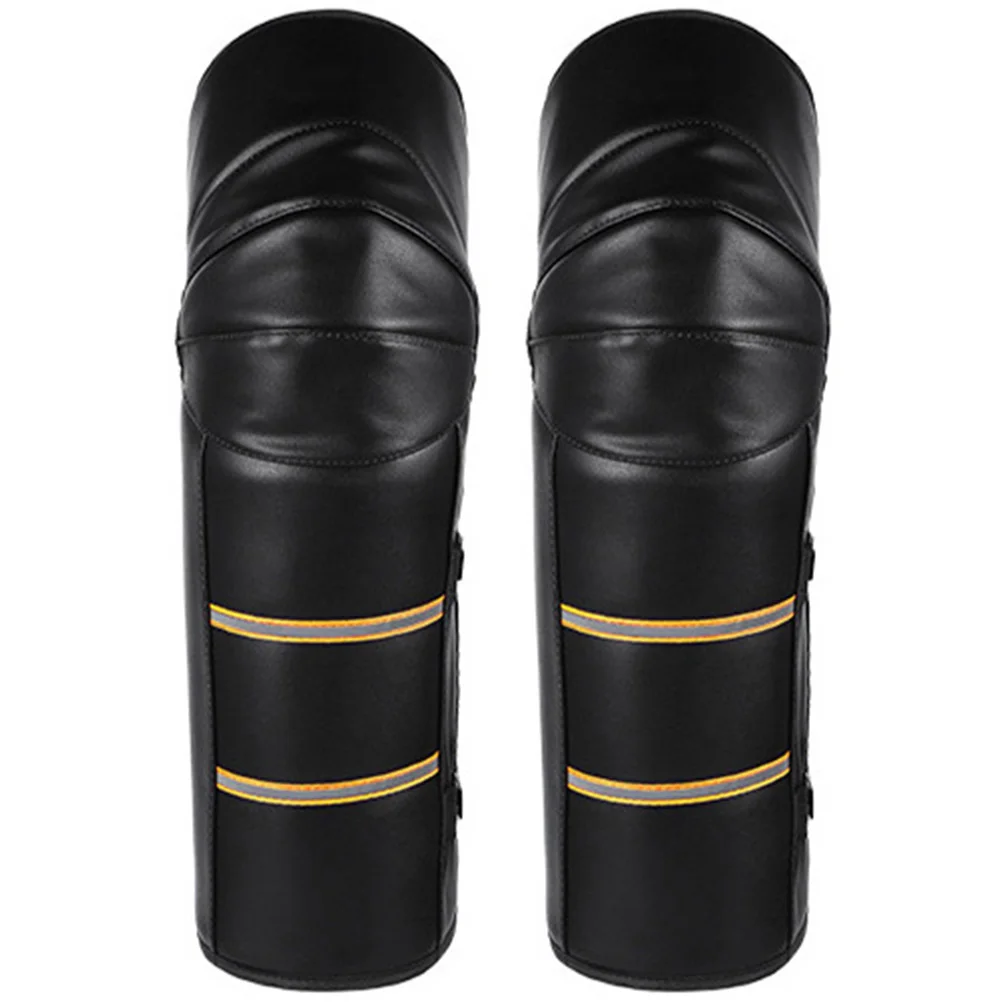

2pcs Warm Knee Pads Windproof Motorcycle Wraps Black Reflective Strips Cycling Climbing Skating Christmas Gift