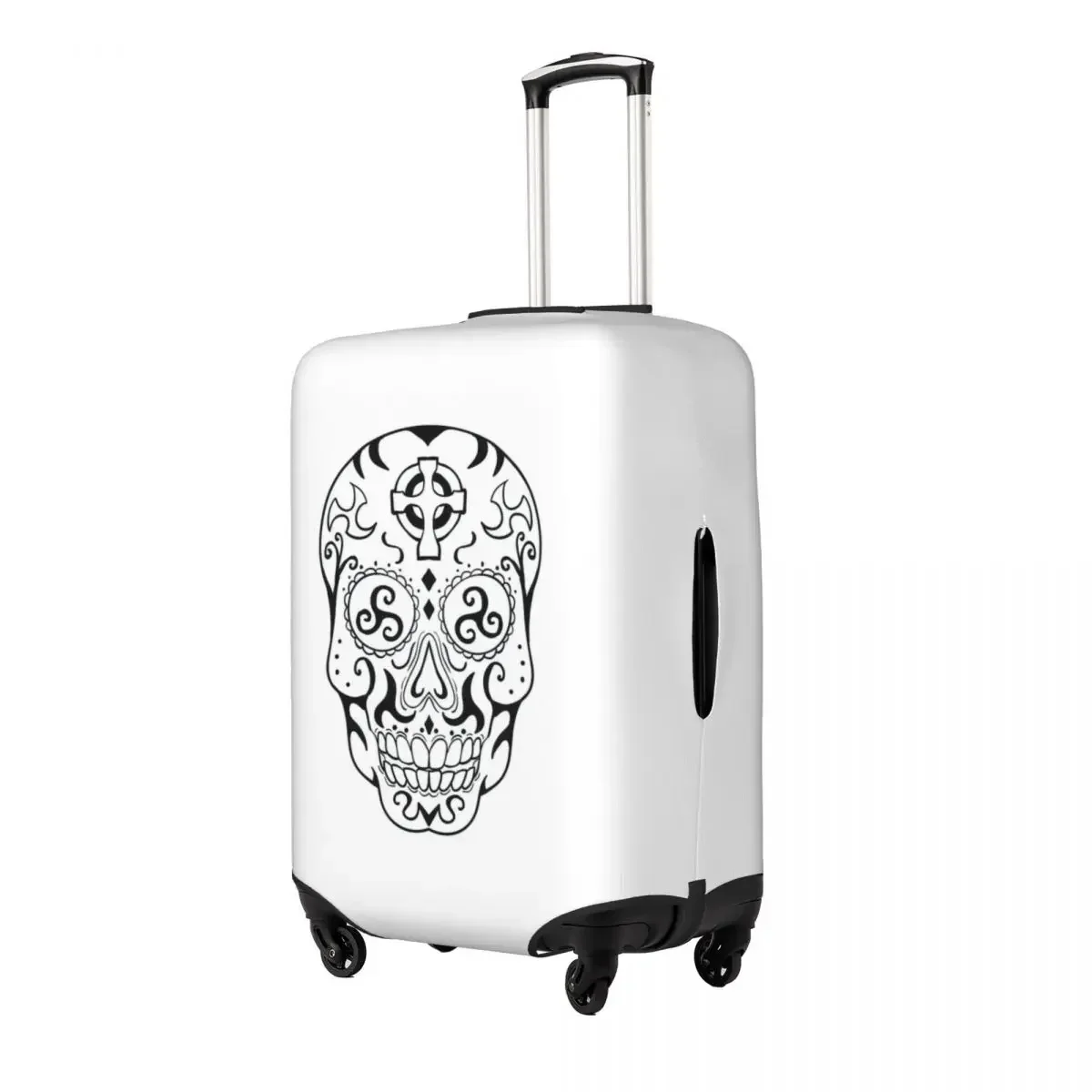 Mexican Skull Triskele  Cross Tattoo Print Luggage Protective Dust Covers Elastic Waterproof 18-32inch Suitcase Cover