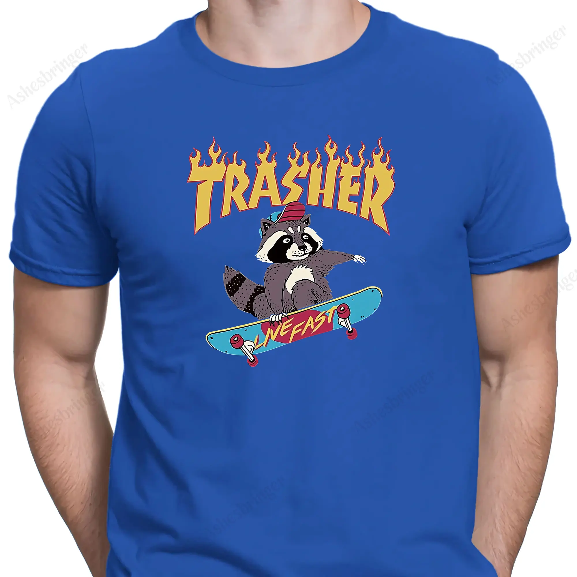 2024 algodão masculino tripulação pescoço lixo skate impressão gráfica camiseta rua estilo casual topos para homem e mulher